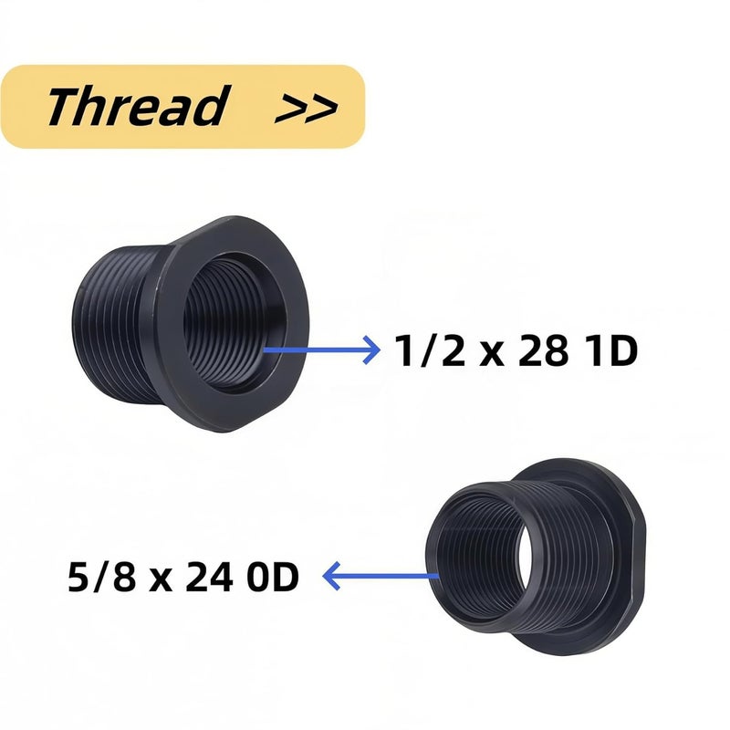 Axyuada 3 Pcs Thread Adapters and Rubber&Metal Washers, Replacement Kit, 1/2 * 28, 5/8 * 24, Black - Image 4